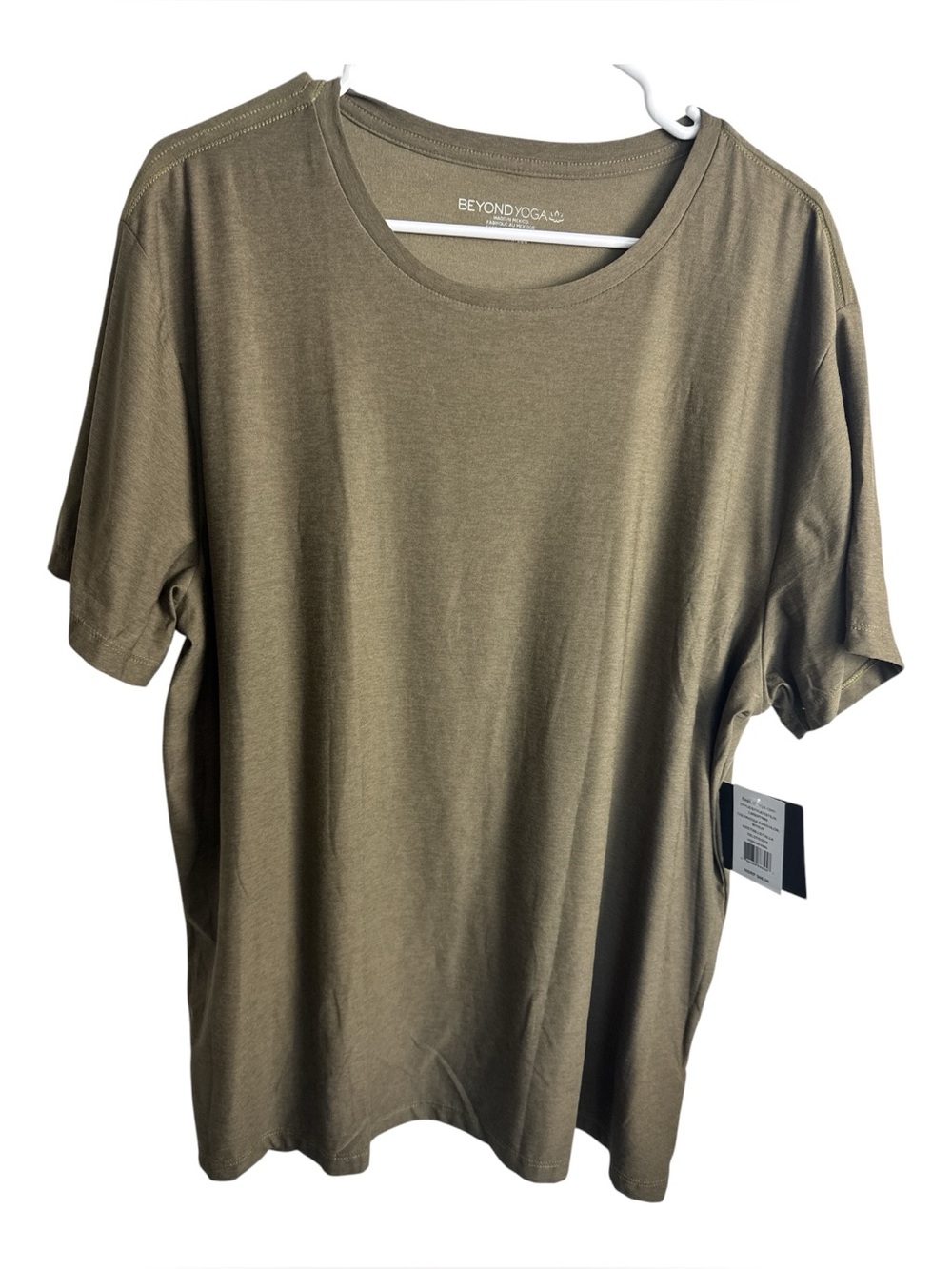 NWT Beyond Yoga Always Beyond Olive Green Crew Tee  Shirt Lightweight SOFT XXL